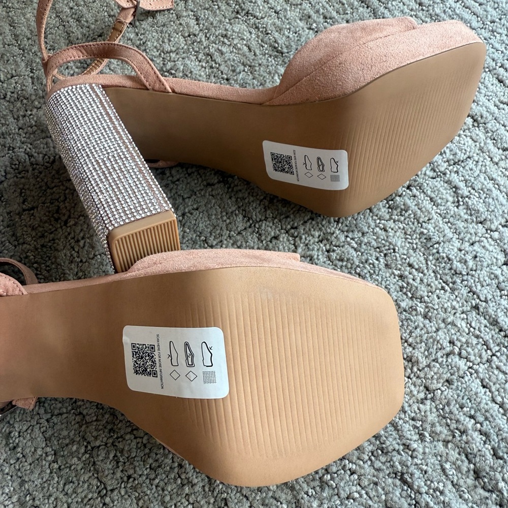 ASOS Design Nude Rhinestone Block Heel Sandals — NEW, NEVER WORN! - Picture 4 of 5